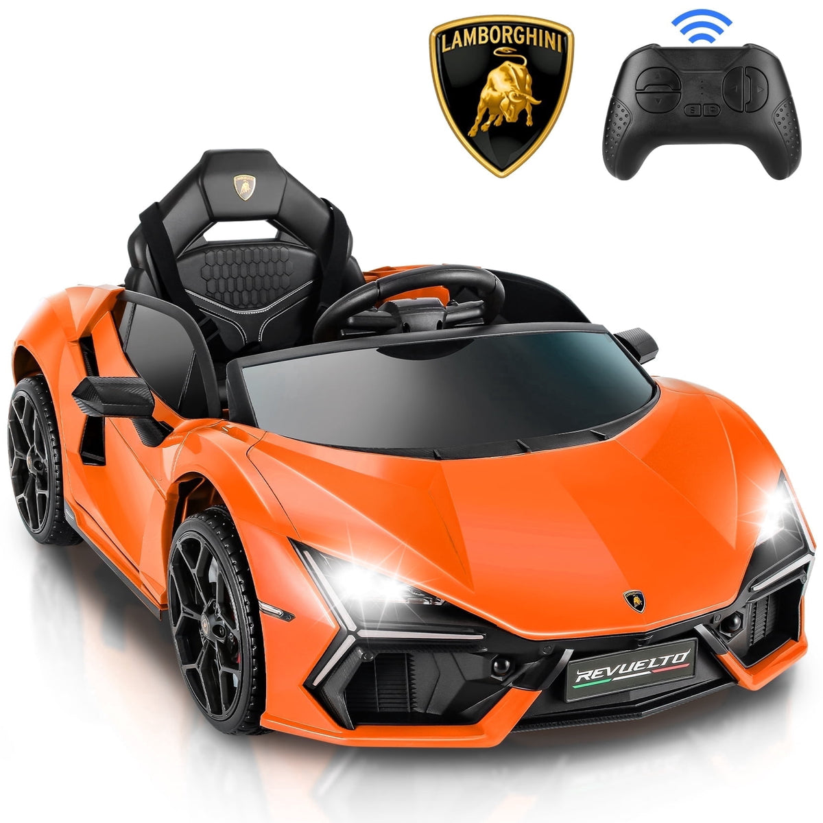 Funcid 24 Volt Ride on Cars, 2-Seater Ride on Toys with Remote Control, 400W Electric Car, Ride on UTV w/ Bluetooth, MP3, Suspension, Seat Belts, Volume Adjustment, Black