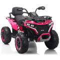 Funride 24 Volt Ride on Toys with Remote Control, Oversized ATV for Kids, 2-Seater 4 Wheeler for Toddlers, Power Car Wheels with Music, Bluetooth, Headlights, EVA Tires, Pink