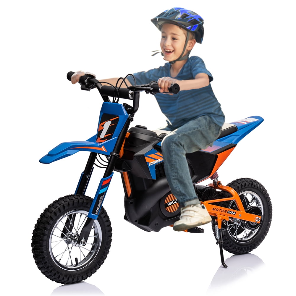 High-Speed 24V 250W Electric Off-Road Motorcycle – 13.6MPH Dirt Bike for Kids & Teens, Leather Seat, Disc Brake, Chain Drive, Air Tires, Twist Throttle, Ages 8-13, Red