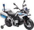 Licensed Electric Police Motorcycle Ride-On, 12V, Dual Motors, 2 Speeds, LED Lights, Spring Suspension, MP3, Training Wheels, for Ages 3-8,Police car