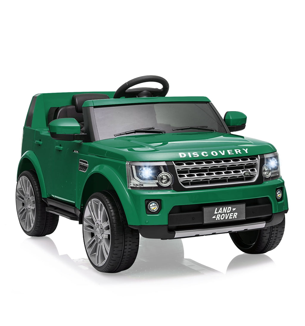 Licensed Land Rover 2-Seater 12V/24V Electric Ride-On Car for Kids Ages 3-8 - Remote Control, MP3, LED Lights, Adjustable Speeds, Shock Absorbers, Safety Seat Belts - Green