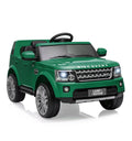 Licensed Land Rover 2-Seater 12V/24V Electric Ride-On Car for Kids Ages 3-8 - Remote Control, MP3, LED Lights, Adjustable Speeds, Shock Absorbers, Safety Seat Belts - Green