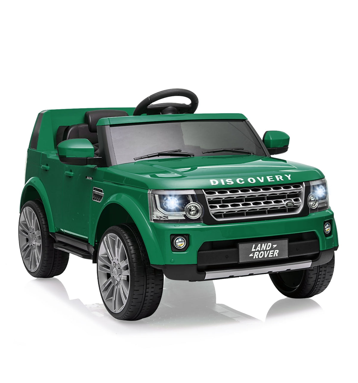 Licensed Land Rover 2-Seater 12V/24V Electric Ride-On Car for Kids Ages 3-8 - Remote Control, MP3, LED Lights, Adjustable Speeds, Shock Absorbers, Safety Seat Belts - Green