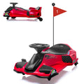 Ride On Drift Kart, Go Kart, Electric Go Kart 24V Drift Kart - 180W Brushless Motor, 7.5 mph Variable Speed, LED Light, Soft Start Battery Powered for Kids 8-12