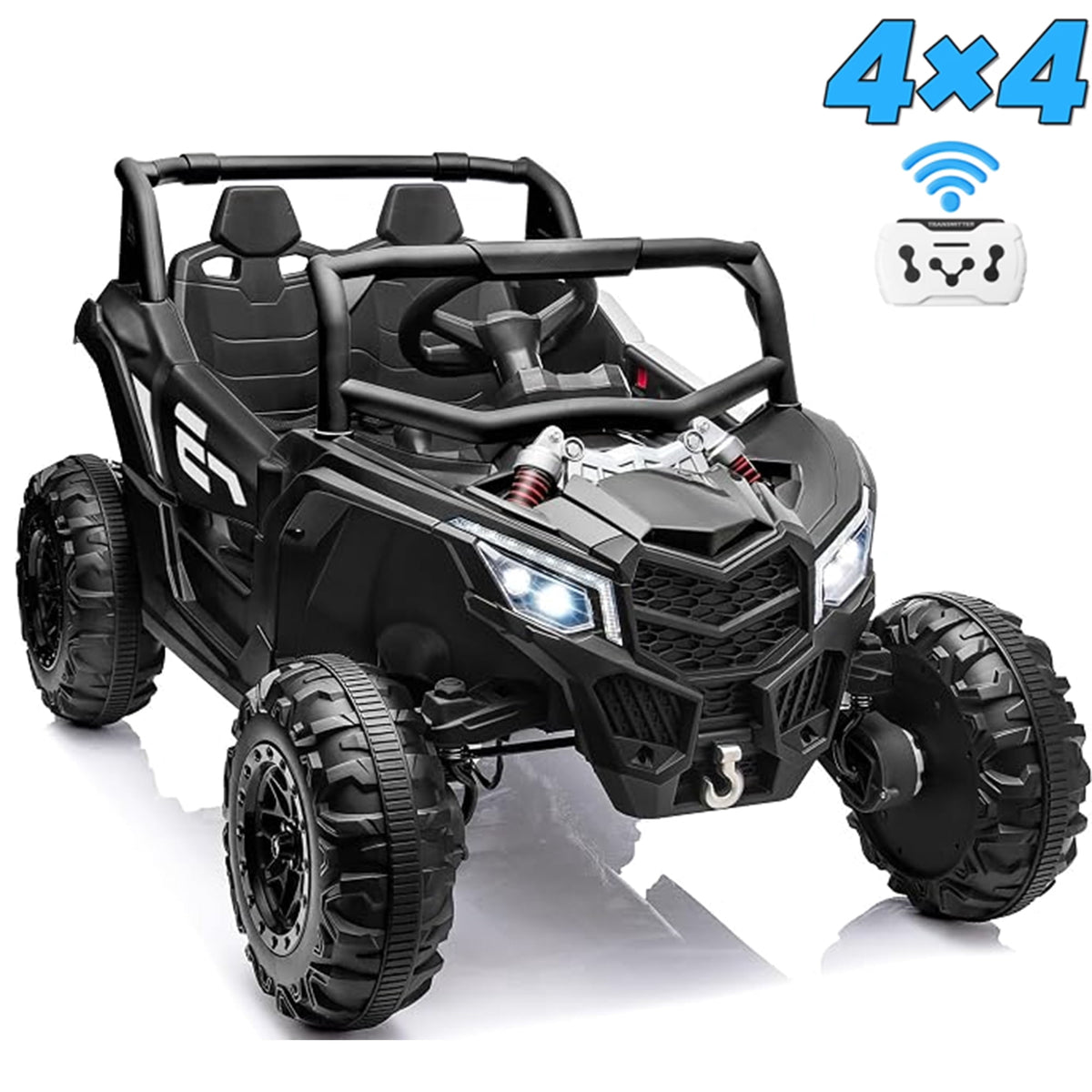 Sunnyfree 24 Volt Ride on Toys, 4WD Electric Car for Kids, Power Car Wheels with Remote Control, Bluetooth, Spring Suspension, LED Light, Pink