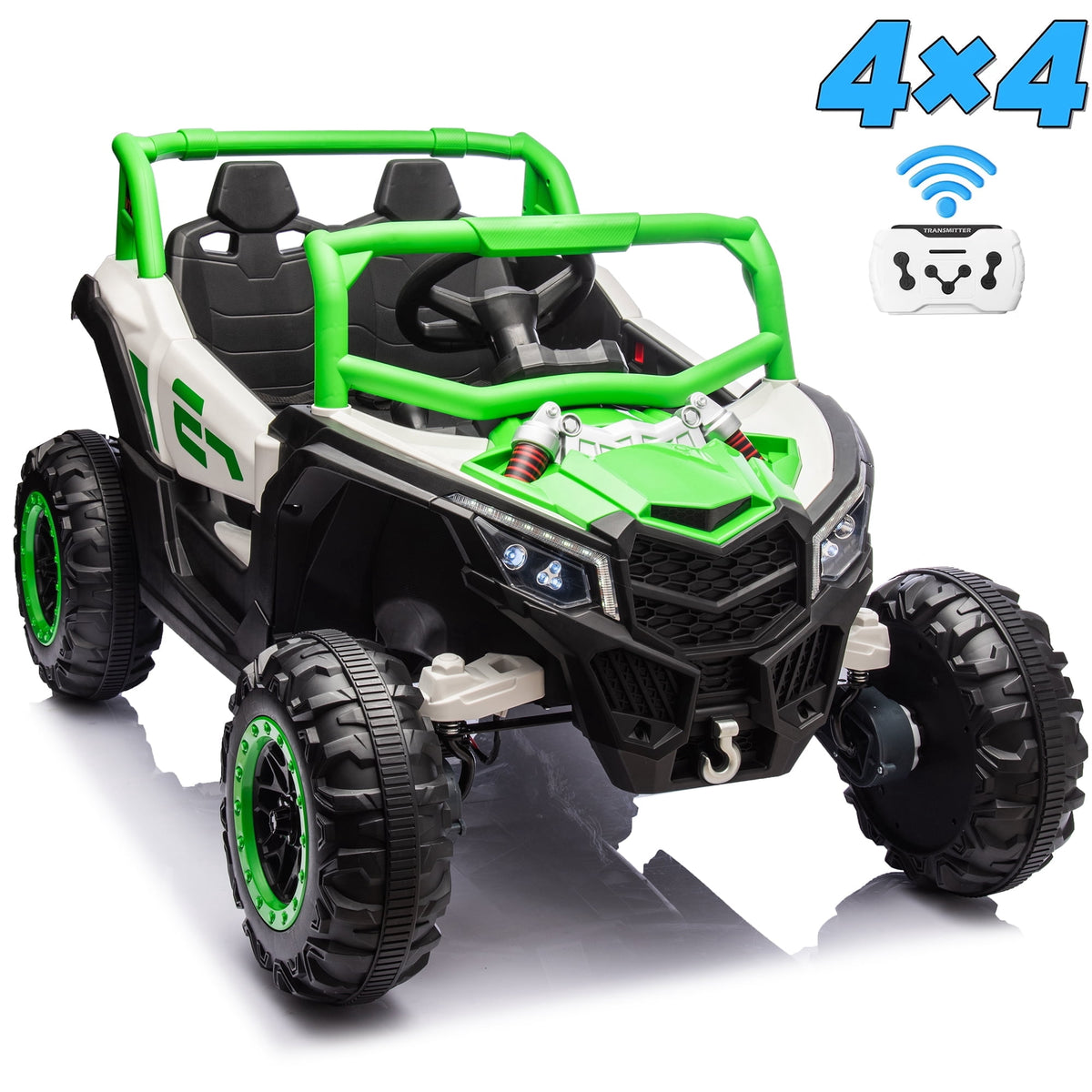 Sunnyfree 24 Volt Ride on Toys, 4WD Electric Car for Kids, Power Car Wheels with Remote Control, Bluetooth, Spring Suspension, LED Light, Pink