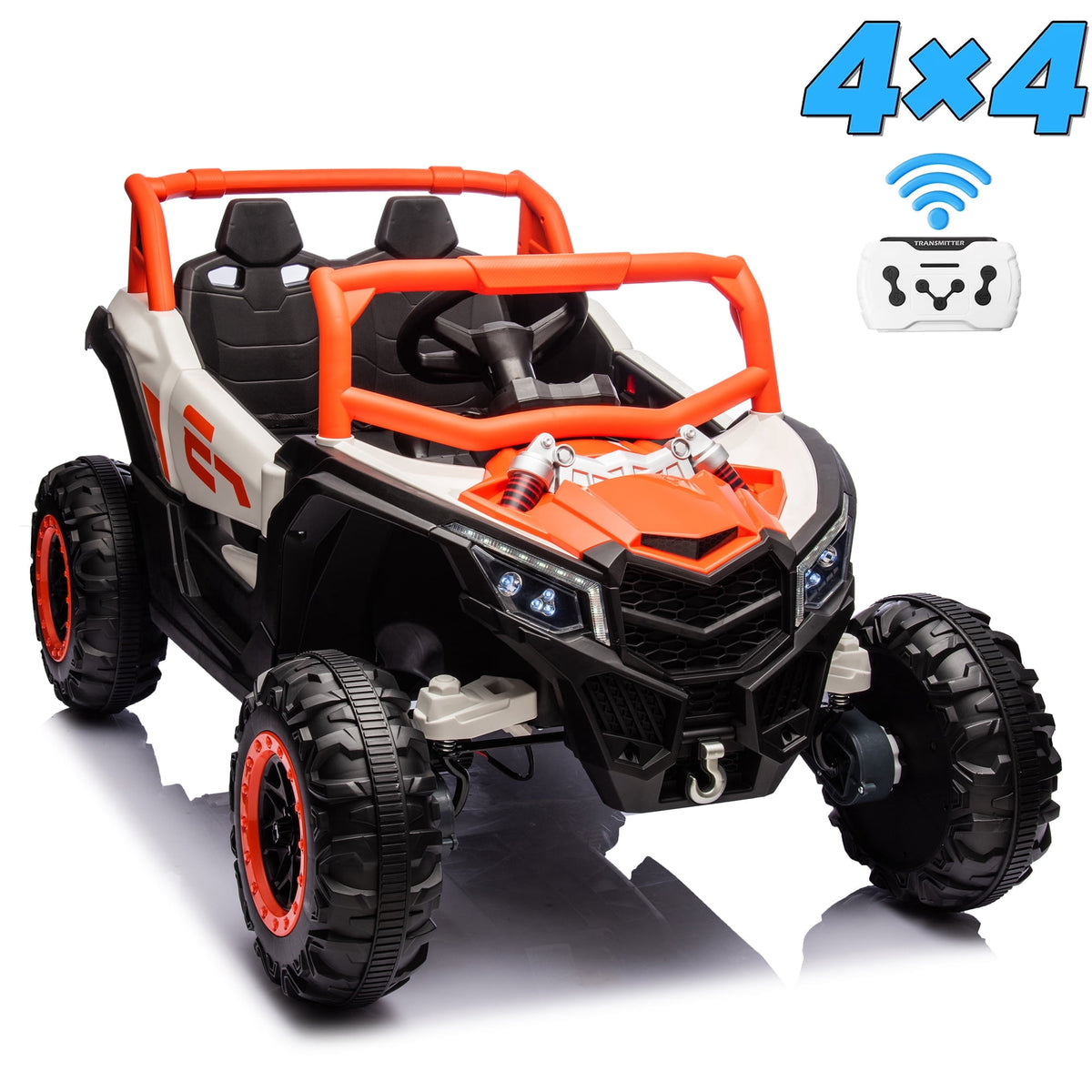 Sunnyfree 24 Volt Ride on Toys, 4WD Electric Car for Kids, Power Car Wheels with Remote Control, Bluetooth, Spring Suspension, LED Light, Pink