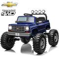 Sunnyfree 4WD Chevrolet Cheyenne 24 Volt Ride on Toys, 2 Seater Power Truck Wheels with Remote, Bluetooth, USB, LED Lights, Blue