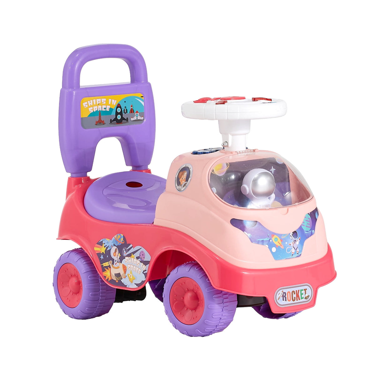 Sunnyfree 24 Volt Ride on Toys, 4WD Electric Car for Kids, Power Car Wheels with Remote Control, Bluetooth, Spring Suspension, LED Light, Pink