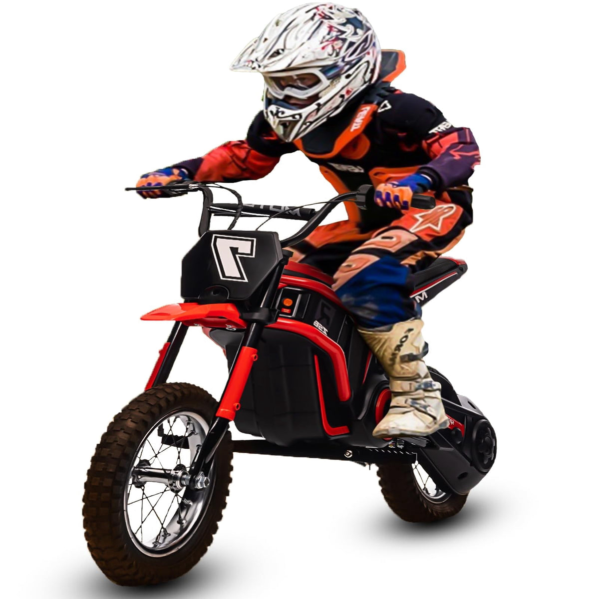 TROPOW 24 Volt Ride On Toys for Boys,Electric Dirt Bike for Kids - 350W Ride On Motorcycle, Ages 5+, Up to 14.29 MPH, 2-Speed Modes, Max Weight 135 Lbs, Red