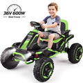 VIBESPARK 36V Ride on Toys for Big Kids Ages 6-12, 600W Ride on Cars up to 5.9 mph, Powerful 4 Wheeler Quad, Ride on ATV W/ Adjustable Seat, Ball-bearing Design, Power Display, Light Control, Green