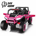 VIBESPARK 24 Volt Ride on Toys, 400W Electric Car for Kids, 2-Seater Ride on Cars w/ Battery Display, Spring Suspension, Bluetooth, LED Lights, Storage Box, Light Switch, Pink