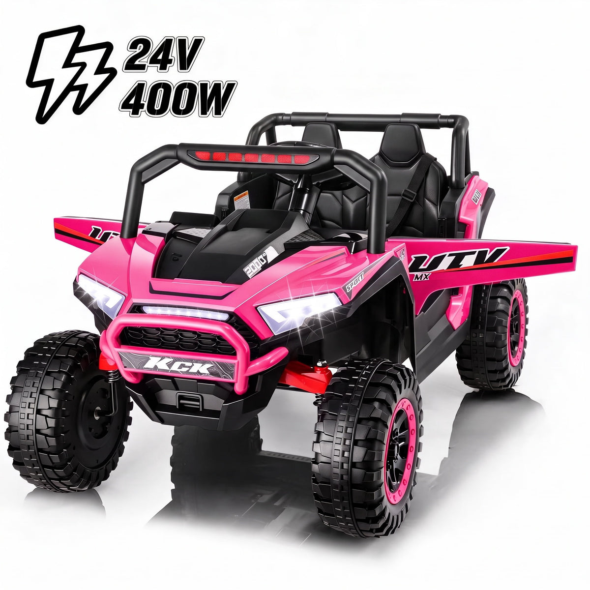 VIBESPARK 24 Volt Ride on Toys, 400W Electric Car for Kids, 2-Seater Ride on Cars w/ Battery Display, Spring Suspension, Bluetooth, LED Lights, Storage Box, Light Switch, Pink