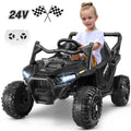 VIBESPARK 24V Ride on Toys for Kids, Ride on Cars with Remote Control, Powered Ride on Electric Car w/ Bluetooth, Music Player, LED Lights, Black