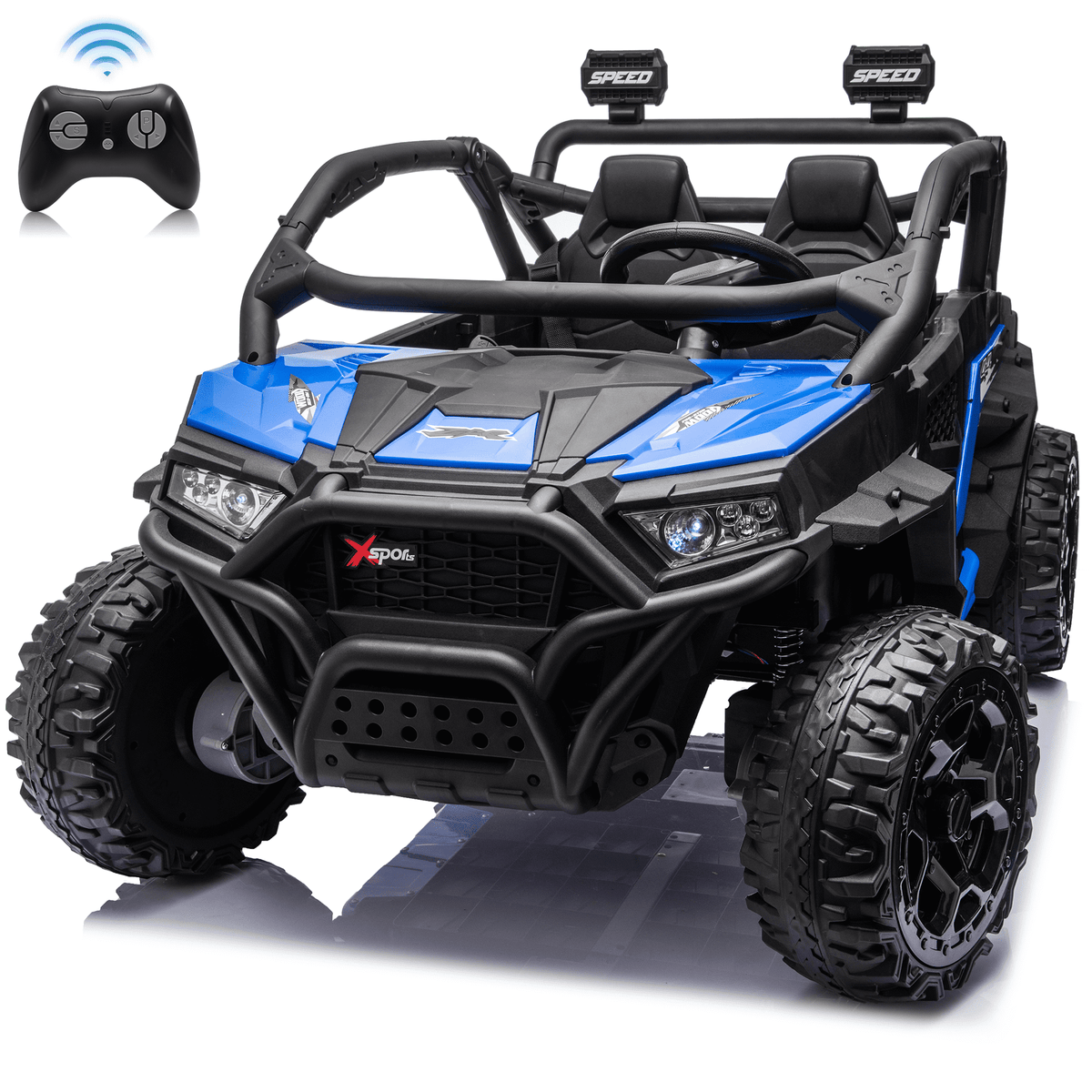 Zukpow 24V Ride Ons for Kids, 2 Seater Electric Car with Remote Control, 4x200W Motors, Power Car Wheels Ride on Toys UTV with Bluetooth Music, USB, Slow Start, LED Lights, Rear Storage Box, Black
