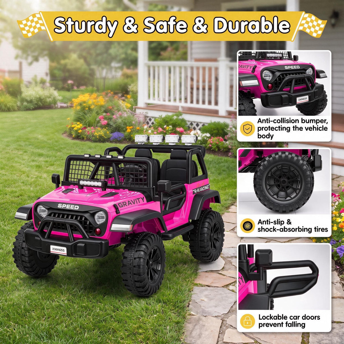 Farmdex 24 Volt 2 Seater Electric Truck Car for Kids, 400W Ride on Cars with Remote Control, Color Led Lights, Bluetooth Music, Spring Suspension,Powered Ride On Toys Gift for Boys & Girls