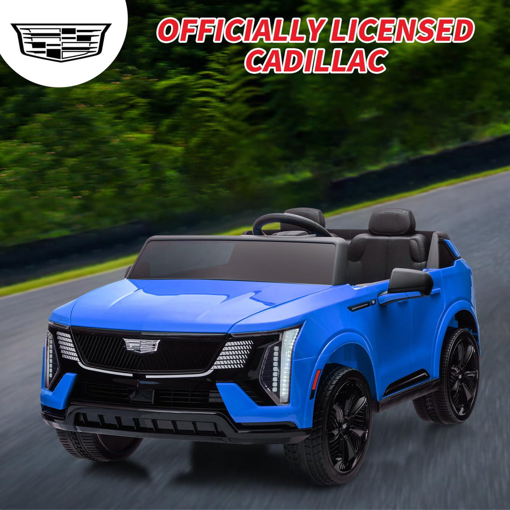 2 Seater Ride on Car for Kids 24V Licensed Cadillac Electric Car Toy Toddlers Battery Powered Ride on Truck with 2.4G Remote Control, Full-Wheel Suspension, Music, LED Lights, Blue