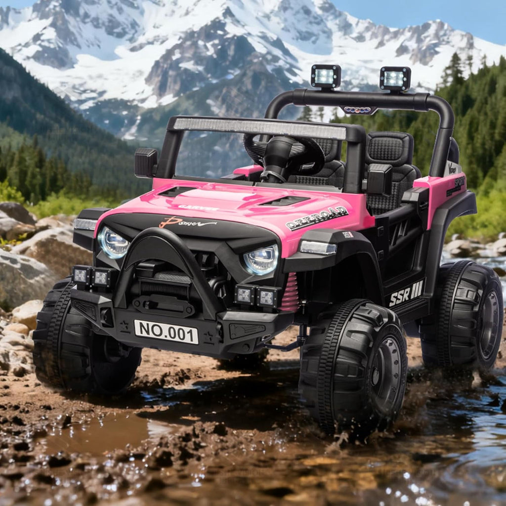 12V Electric Ride-On Truck, 4-Wheel Ride-On Car with Parent Remote Control, Dual 35W Motors, Spring Suspension, 3 Speeds, Bluetooth, LED Lights