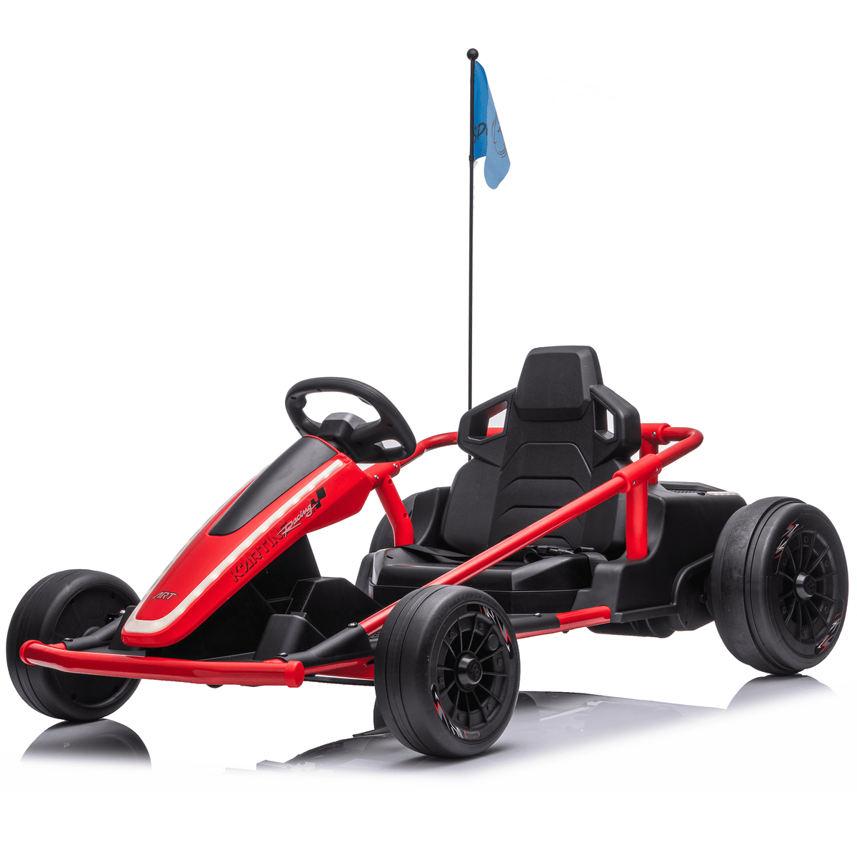 Sunnyfree 24 Volt Ride on Toys for Kids, 14Ah Electric Go Kart with Remote Control, 5–10 MPH, Drift Function, 2×200W Motors, Bluetooth Music, LED Lights, Seat Belt, Blue