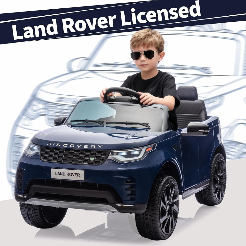 12V Licensed Land Rover 2-Seater Ride On Vehicle with Parent Remote Control, Double Doors, LED Lights, Manual Driving, Rechargeable Battery Powered Electric Ride On Car,Dark blue