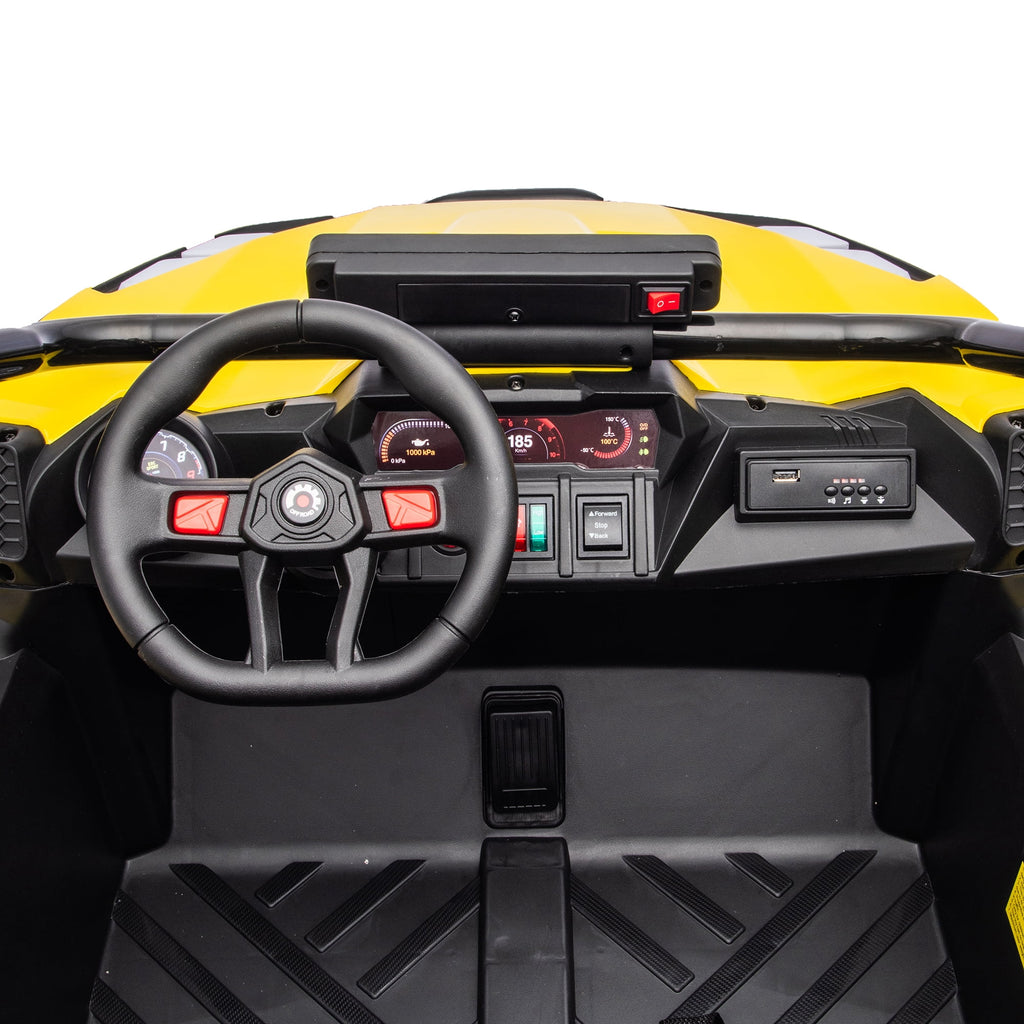 Sunnyfree 24V Ride on Toys 2 Seater UTV for Kids, 4WD 800W Electric Car with Parent Remote Control, LED Lights, Bluetooth Music, Roll Cage, Black