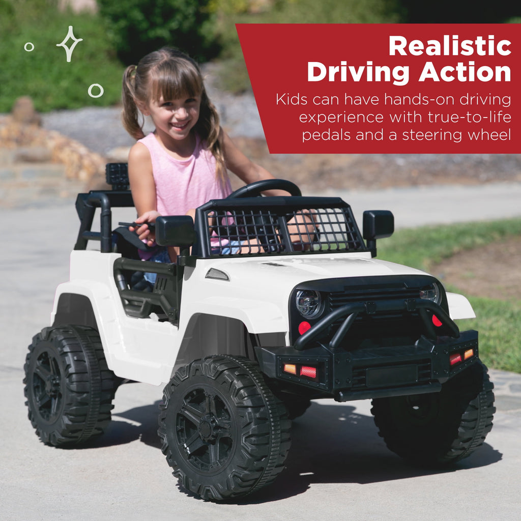 Best Choice Products 12V Kids Ride On Truck Car w/ Parent Remote Control, Spring Suspension, LED Lights - Hot Pink