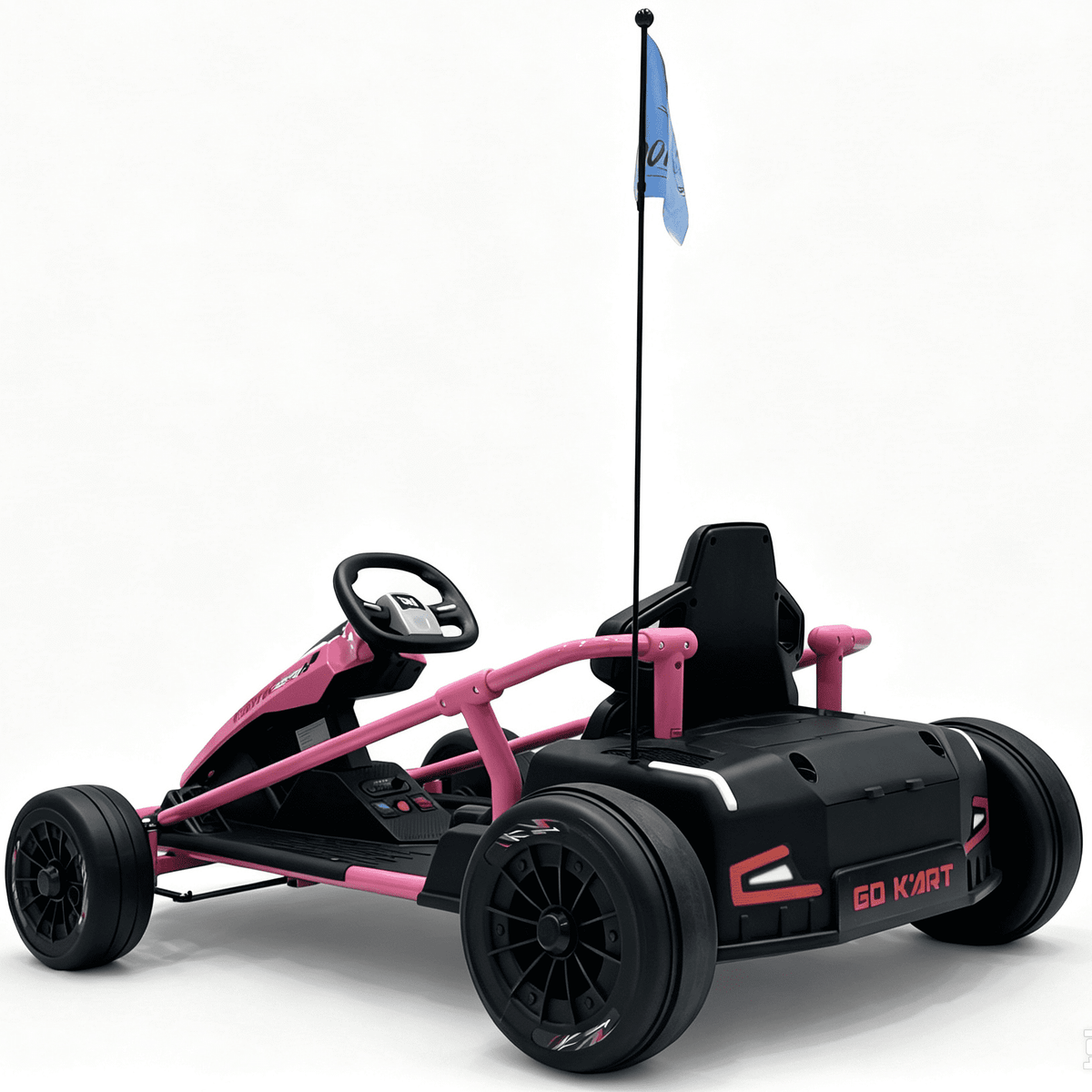 Sunnyfree 24 Volt Ride on Toys for Kids, 14Ah Electric Go Kart with Remote Control, 5–10 MPH, Drift Function, 2×200W Motors, Bluetooth Music, LED Lights, Seat Belt, Pink