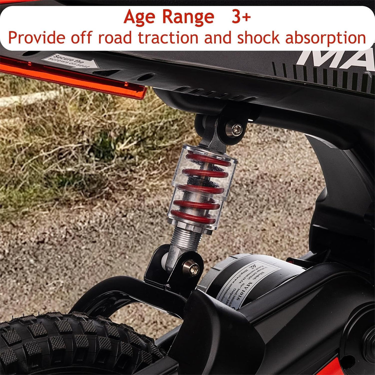 24V Electric Dirt Bike, 3-Speed Off-Road Motorcycle up to 14.29 MPH, Dual Suspension, Hydraulic Front Fork, Steel Frame, 135 lbs Capacity