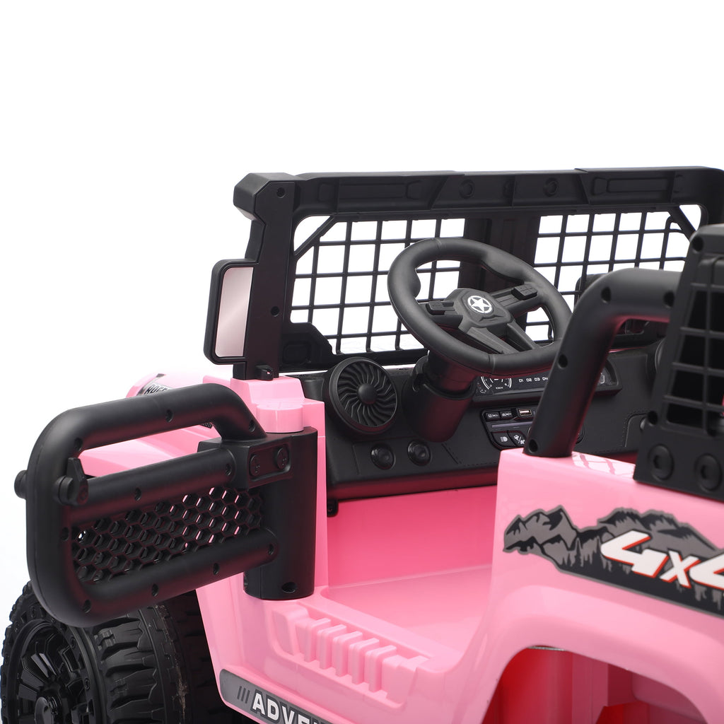 Funride 24V 2 Seater Ride On Toys with Remote Control, Kids Ride on Truck Car 800W Moter Power 4-Wheeler Suspension, 3 Speeds, Bluetooth Music, Pink