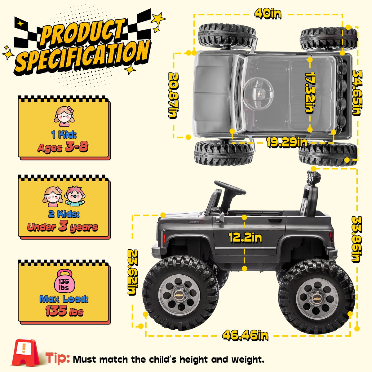 Sunnyfree 4WD Chevrolet Cheyenne 24 Volt Ride on Toys, 2 Seater Power Truck Wheels with Remote, Bluetooth, USB, LED Lights, Blue