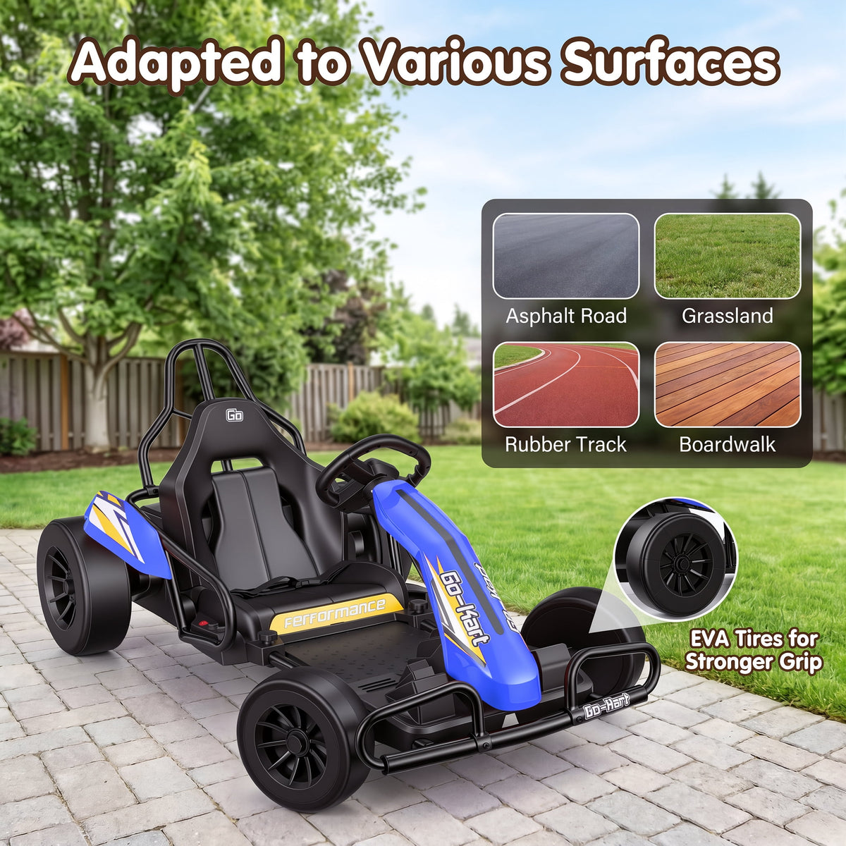 Funcid 24V 10Ah Big Battery Go Kart for Kids Age 6-12, Ride on Toys with 600W Motors, 7.5 MPH Electric Go Kart W/ EVA Wheels, 4-Level Adjustable Seat & 360° Drift Mode, LED Power Display, Red