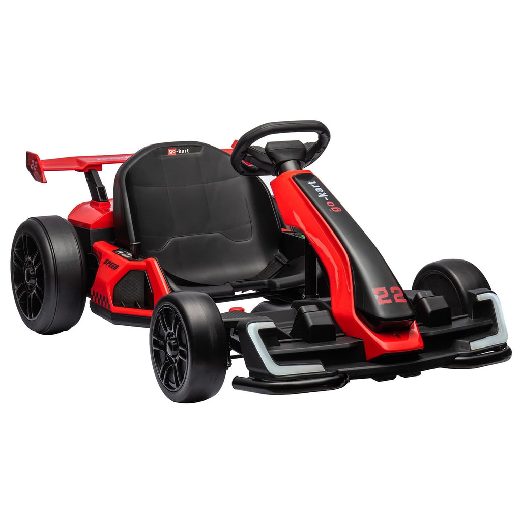 TROPOW Kids Cars Electric Ride On,24V Kids Go Kart,300W Powerful Electric Drift Kart Car with Adjustable Seat,IDE On Toy with 4 Speed Mode,Brake Pedal for Age 6-12,Christmas Gift for Kids,Gray