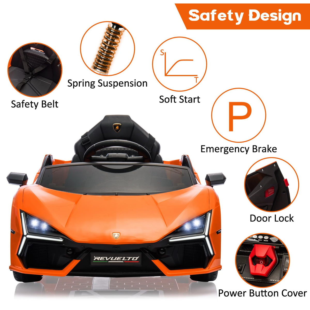 Towallmark 12V Ride On Car for Kids, Licensed Lamborghini Revuelto Electric Vehicle, Battery Powered Sports Car Toy for Boys & Girls,Kids Christmas Gifts