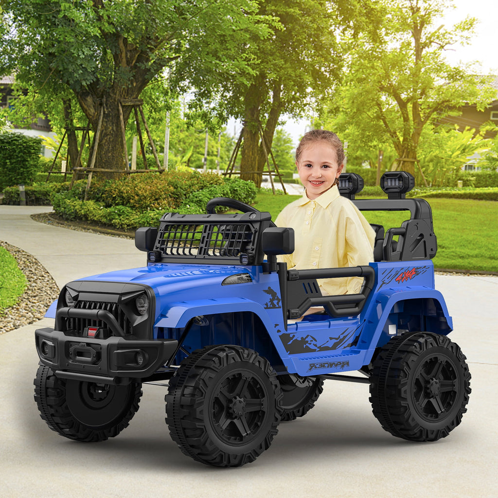 12V Kids Electric Ride-On Truck – Parental Remote Control, Seasonal Suspension, LED Lights, Wireless Connection, 2 Speeds, Standard Test Method Certified, Off-Road Toy Car