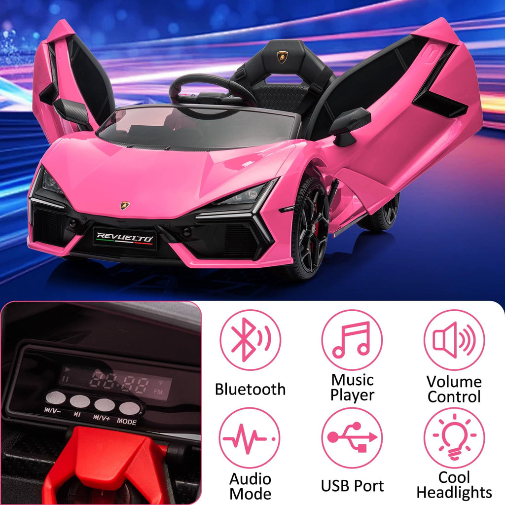 Towallmark 12V Ride On Car for Kids, Licensed Lamborghini Revuelto Electric Vehicle, Battery Powered Sports Car Toy for Boys & Girls,Kids Christmas Gifts