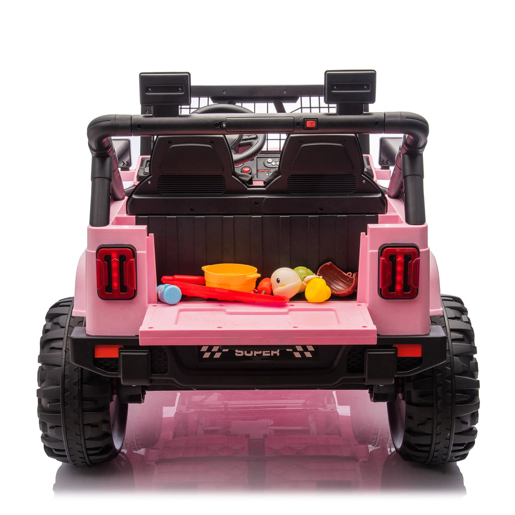 Funride 24 Volt Ride on Toys, 800W Electric Car for Kids with Remote Control, 4WD/2WD Switchable Power Car Wheels, 2-Seater Ride On Truck with Music, Bluetooth, Pink