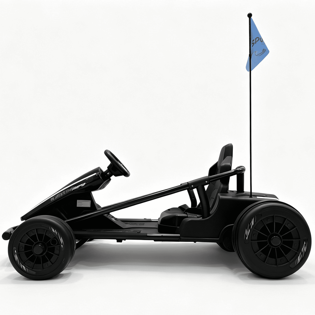 Sunnyfree 24 Volt Ride on Toys for Kids, 14Ah Electric Go Kart with Remote Control, 5–10 MPH, Drift Function, 2×200W Motors, Bluetooth Music, LED Lights, Seat Belt, Blue