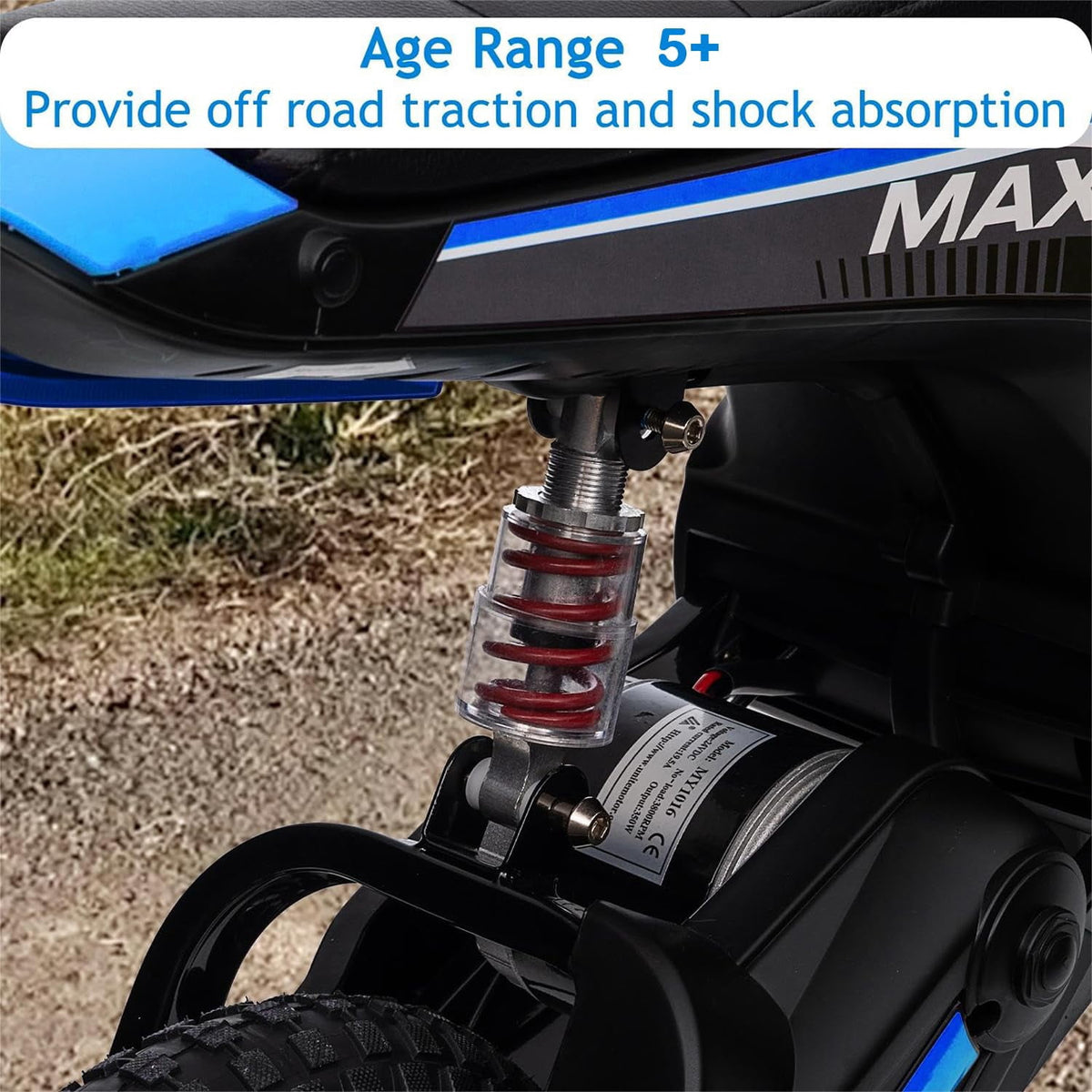 TROPOW 24 Volt Ride On Toys for Boys,Electric Dirt Bike for Kids - 350W Ride On Motorcycle, Ages 5+, Up to 14.29 MPH, 2-Speed Modes, Max Weight 135 Lbs, Blue