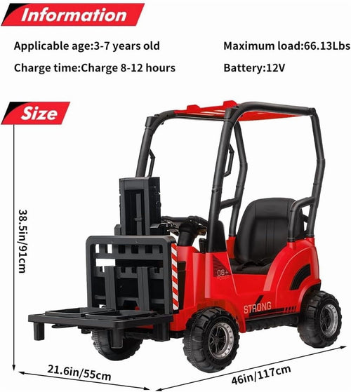 12V Electric Ride On Forklift Car with Remote Control, Liftable Fork & Pallet, 2 Speed Modes, Music, USB/MP3 Port, Safety Belt, Indoor Outdoor Vehicle