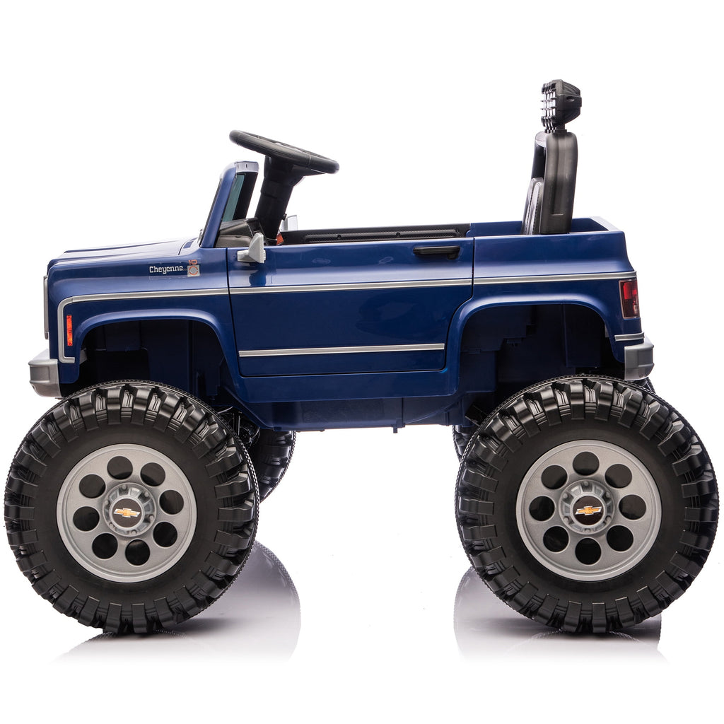 Sunnyfree Upgraded 4WD Chevrolet Cheyenne 24 Volt Ride on Toys, Electric Car for Kids, Power Truck Wheels with Remote, Bluetooth, USB, LED Lights, Black