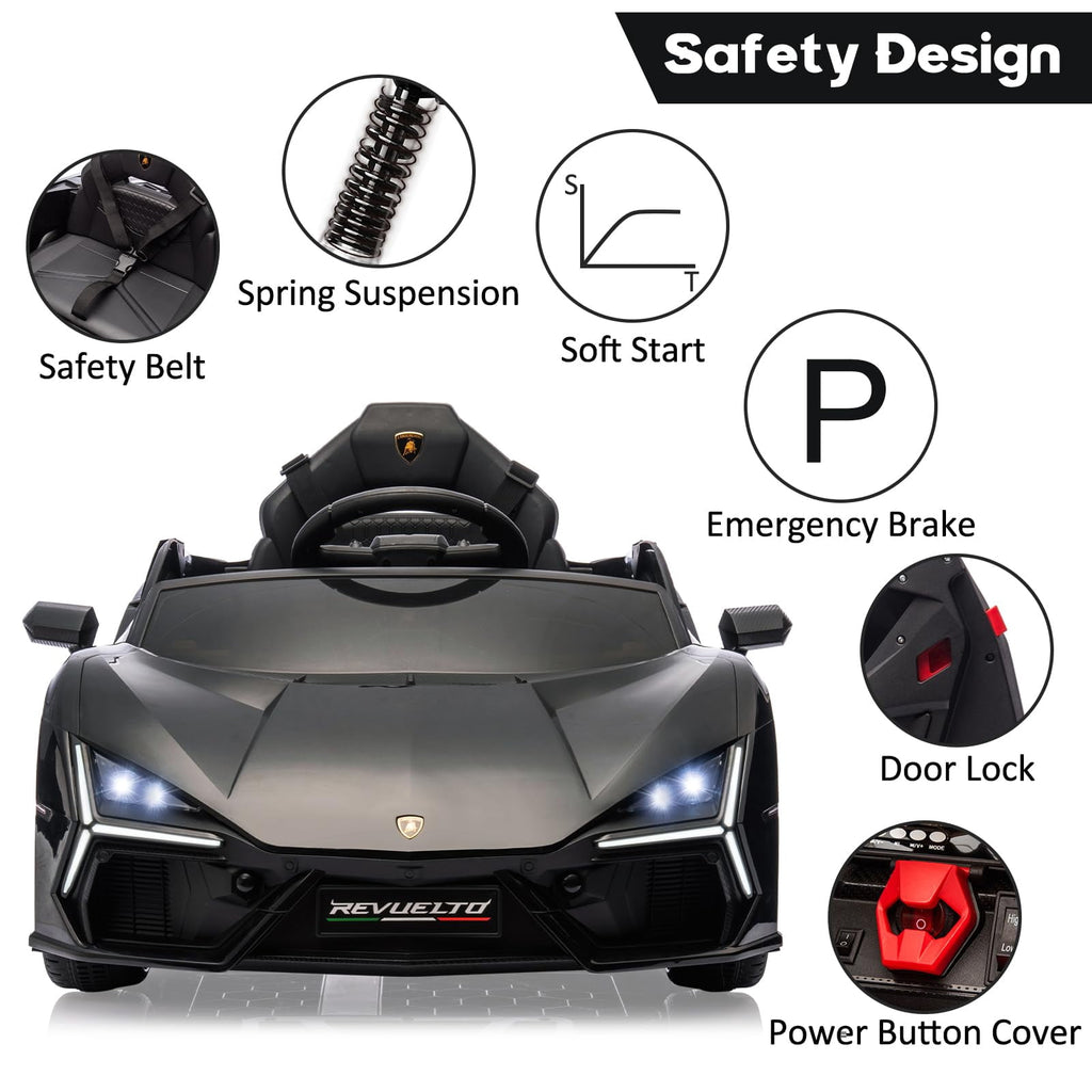 Towallmark 12V Ride On Car for Kids, Licensed Lamborghini Revuelto Electric Vehicle, Battery Powered Sports Car Toy for Boys & Girls,Kids Christmas Gifts
