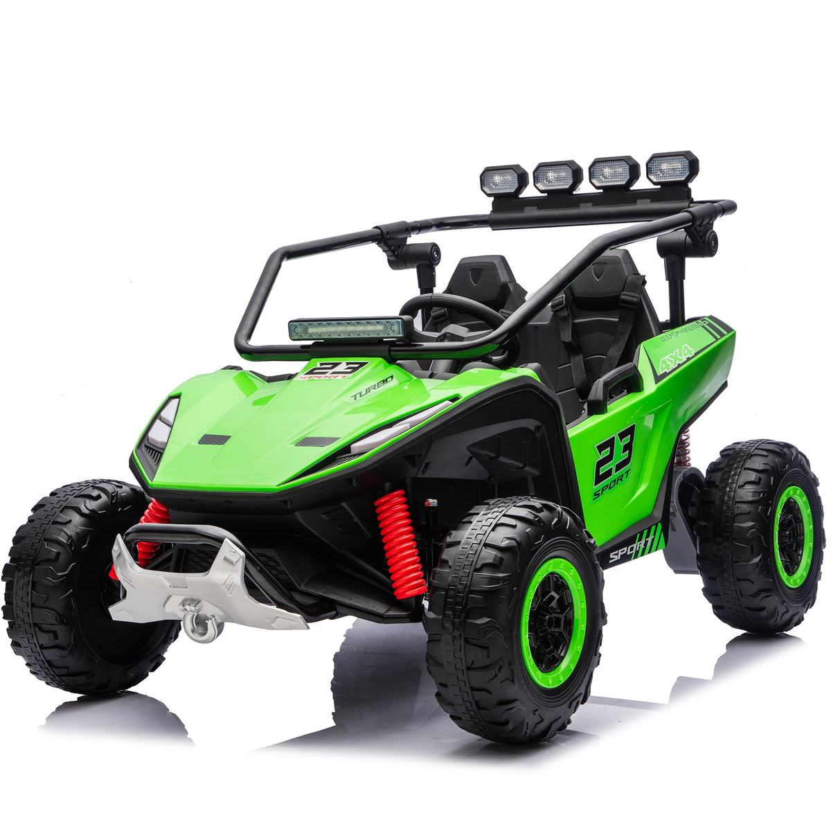 Sunnyfree 24V Ride on Toys 2 Seater UTV for Kids, 4WD 800W Electric Car with Parent Remote Control, LED Lights, Bluetooth Music, Roll Cage, Black