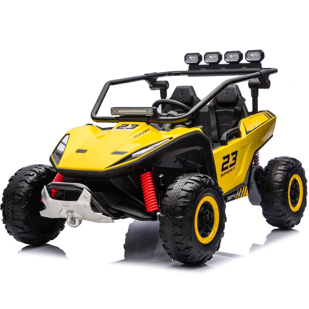 Sunnyfree 24V Ride on Toys 2 Seater UTV for Kids, 4WD 800W Electric Car with Parent Remote Control, LED Lights, Bluetooth Music, Roll Cage, Black