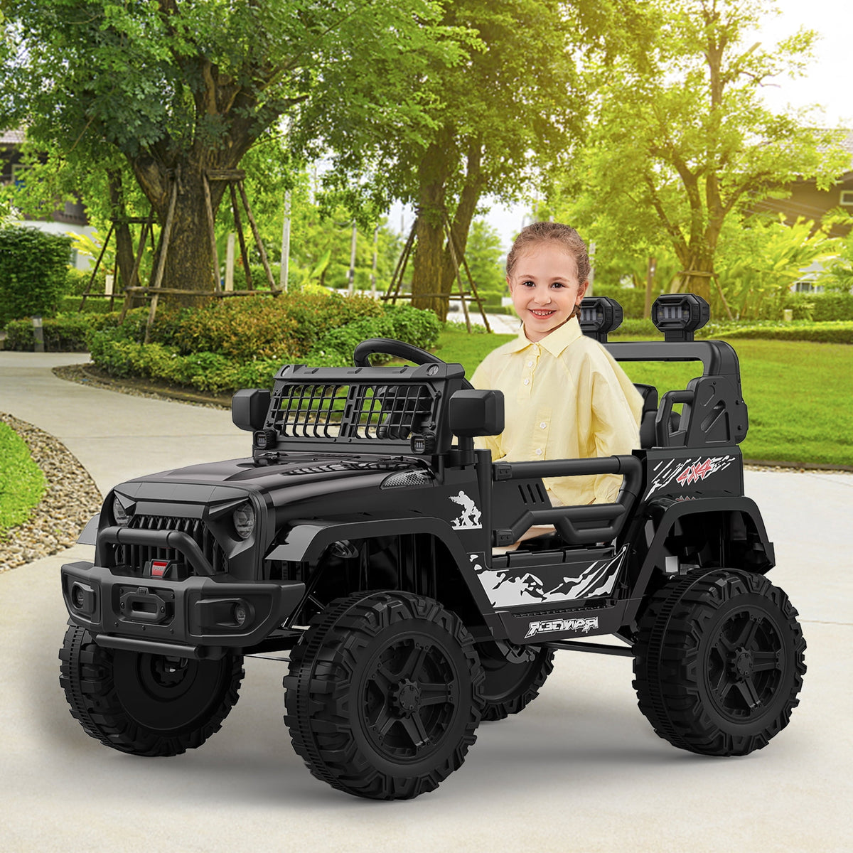 12V Kids Electric Ride-On Truck – Parental Remote Control, Seasonal Suspension, LED Lights, Wireless Connection, 2 Speeds, Standard Test Method Certified, Off-Road Toy Car