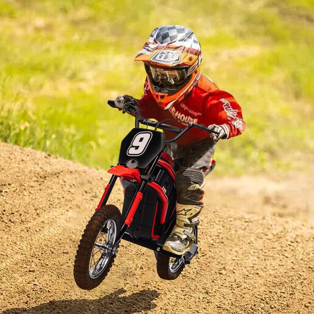 TROPOW 24 Volt Ride On Toys for Boys,Electric Dirt Bike for Kids - 350W Ride On Motorcycle, Ages 5+, Up to 14.29 MPH, 2-Speed Modes, Max Weight 135 Lbs, Red2#