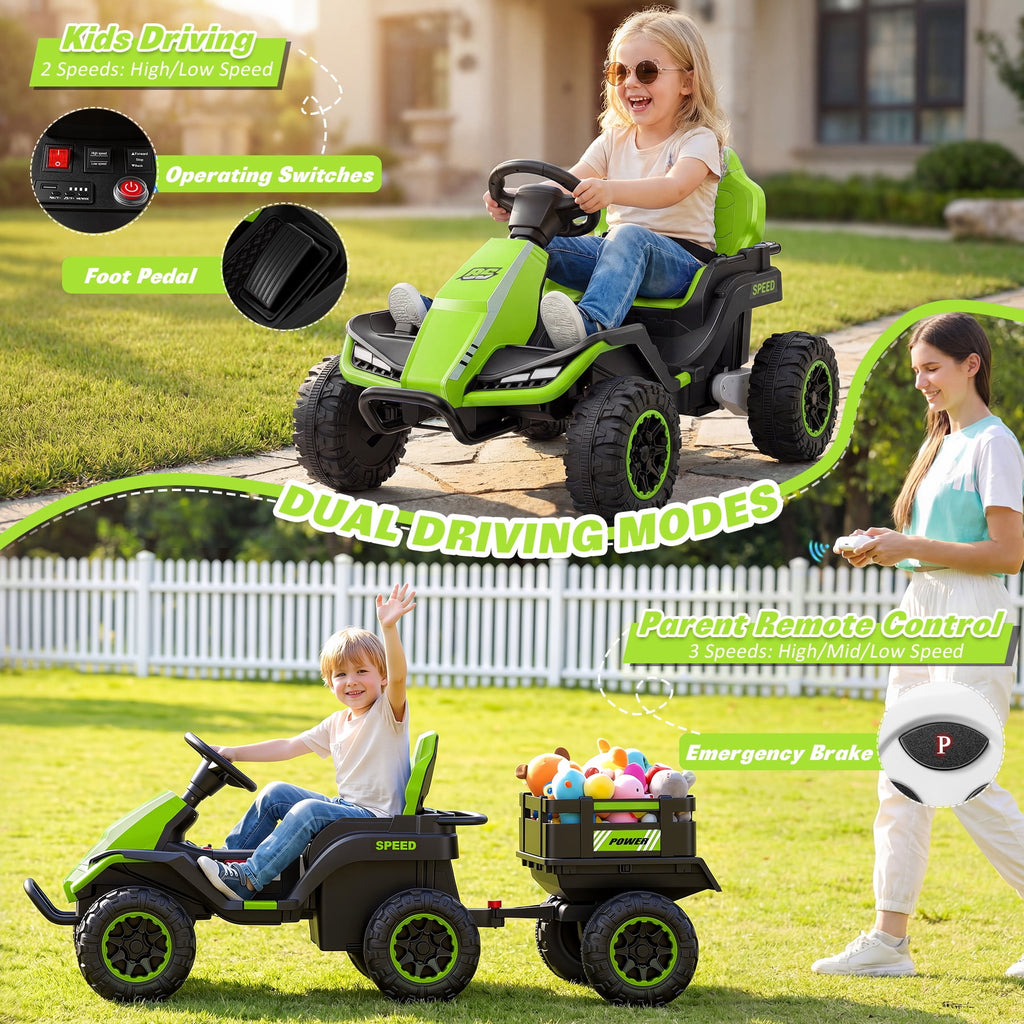 Farmdex 24 Volt Ride on Toys with Remote Control, 7AH Battery Ride on Cars, 4 Wheeler Quad ATV, Electric Car for Kids w/ Bluetooth, Music, Battery Display, LED Light Control, 5 MPH, Red