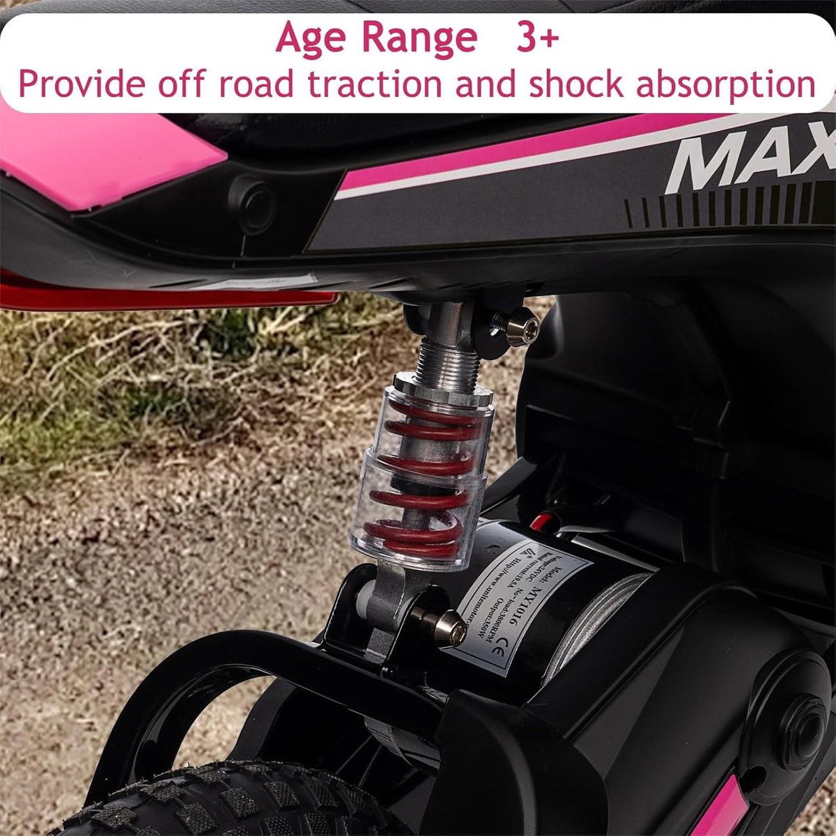 24V Electric Dirt Bike, 3-Speed Off-Road Motorcycle up to 14.29 MPH, Dual Suspension, Hydraulic Front Fork, Steel Frame, 135 lbs Capacity