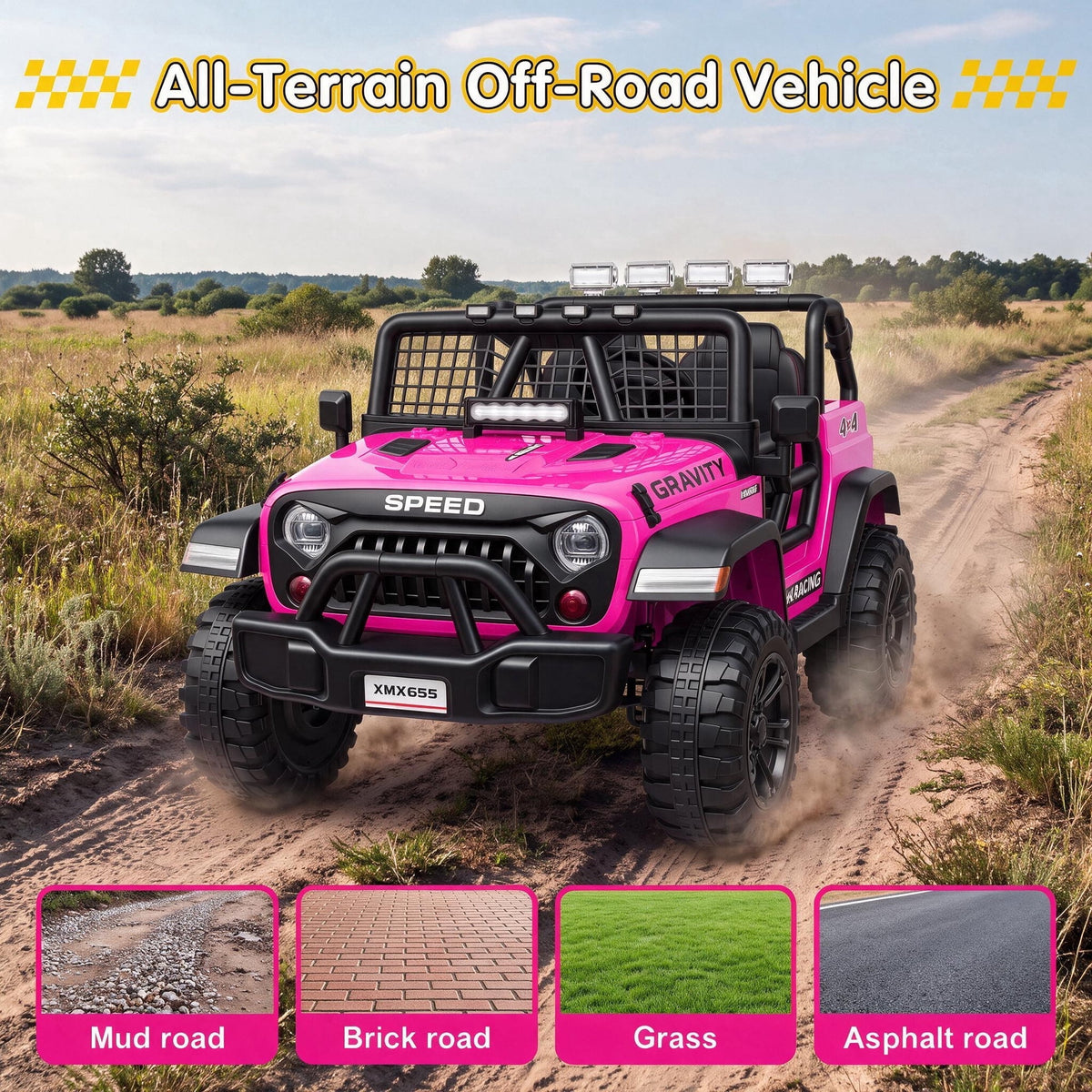 Farmdex 24 Volt 2 Seater Electric Truck Car for Kids, 400W Ride on Cars with Remote Control, Color Led Lights, Bluetooth Music, Spring Suspension,Powered Ride On Toys Gift for Boys & Girls