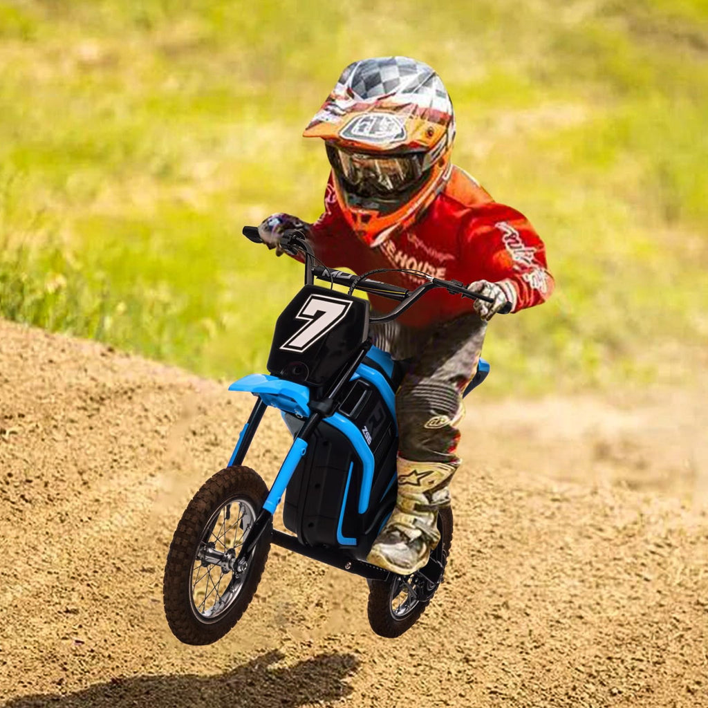 TROPOW 24 Volt Ride On Toys for Boys,Electric Dirt Bike for Kids - 350W Ride On Motorcycle, Ages 5+, Up to 14.29 MPH, 2-Speed Modes, Max Weight 135 Lbs, Blue