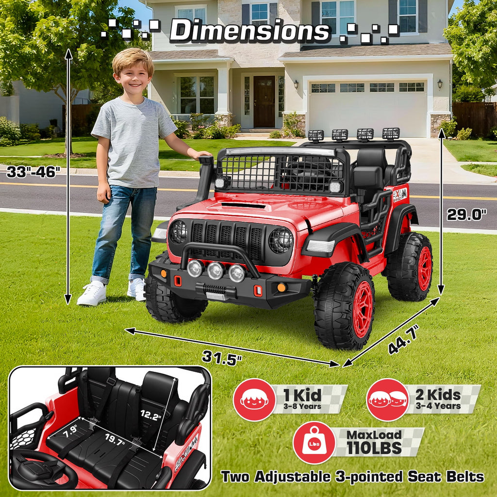 Funcid 24 Volt Ride on Toys, 2-Seater Electric Car, 400W Ride on Cars with Remote Control, Ride on Truck W/ Bluetooth, Music, Power Display, High/Low Speed, Light Control, Suspension, Pink